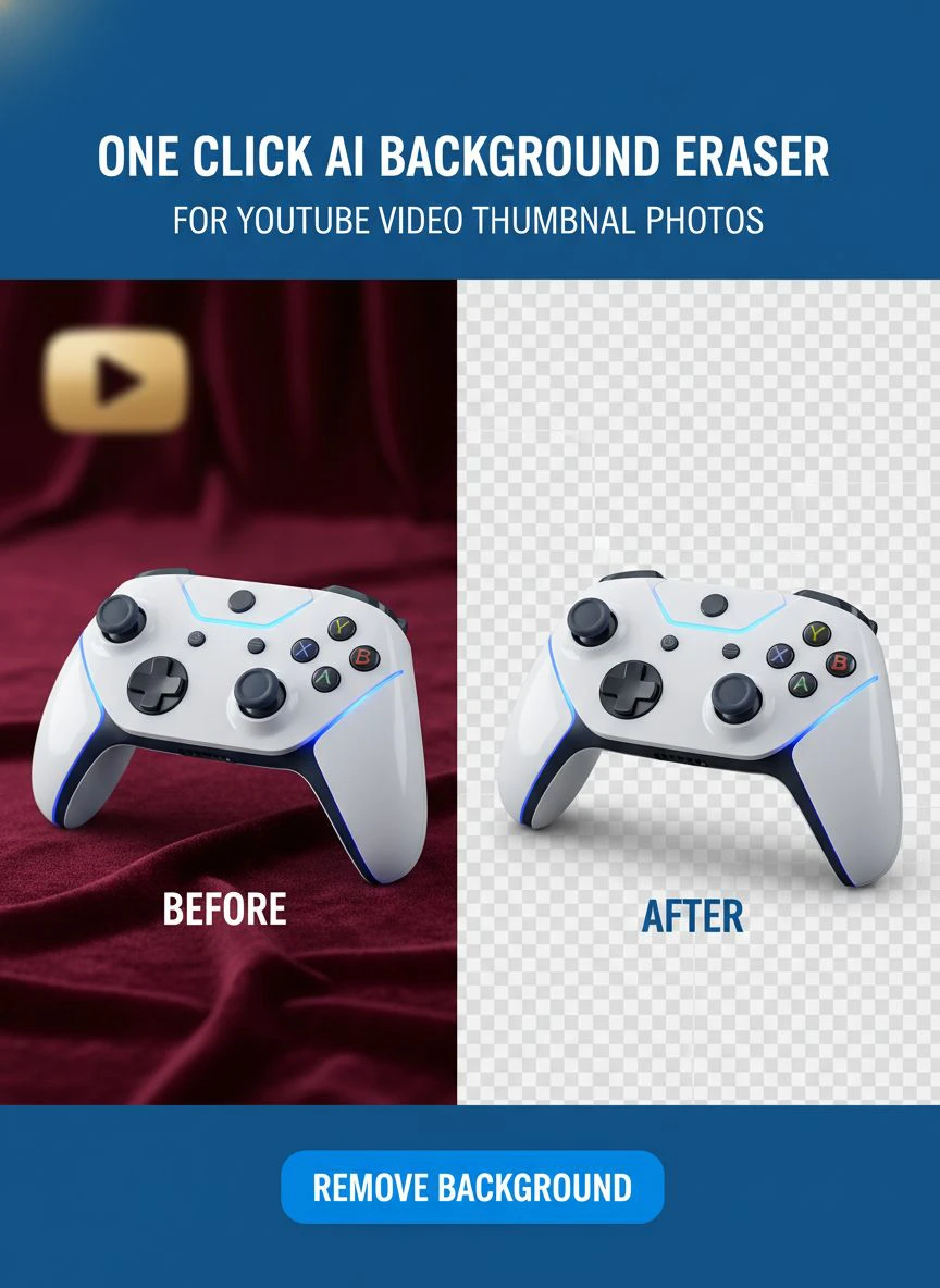 One Click AI Background Eraser for YouTube Video Thumbnail Photos How ...