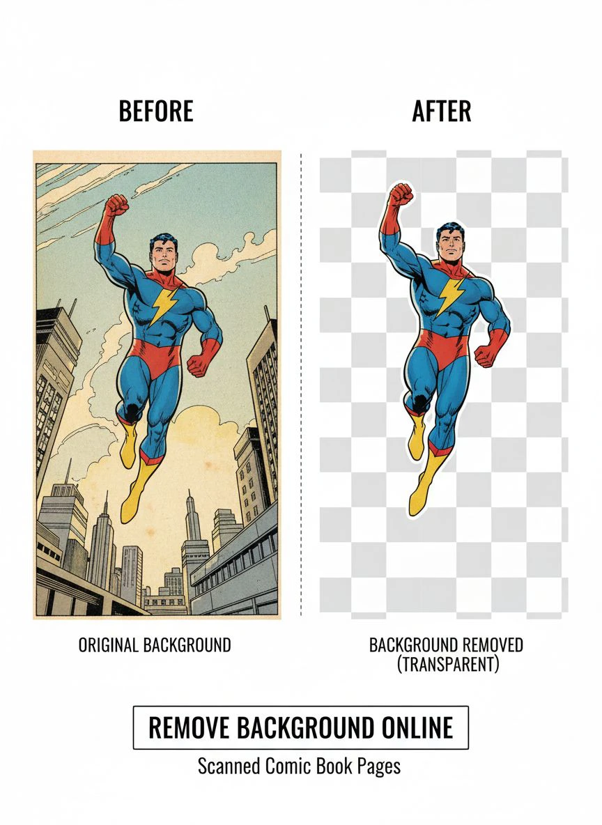 Remove Background From Scanned Comic Book Pages Online Easily | Removedo