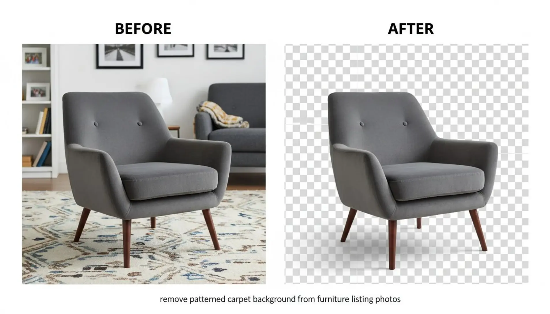 Remove patterned carpet background from furniture listing photos fast ...