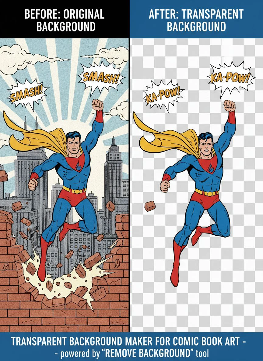 Transparent Background Maker for Comic Book Art How to Use AI Tools ...