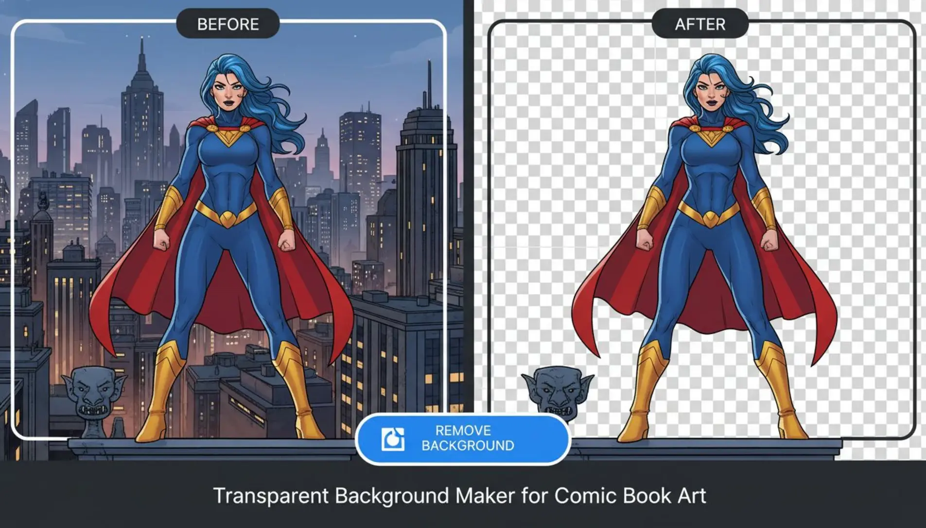 Transparent Background Maker for Comic Book Art How to Use AI Tools ...